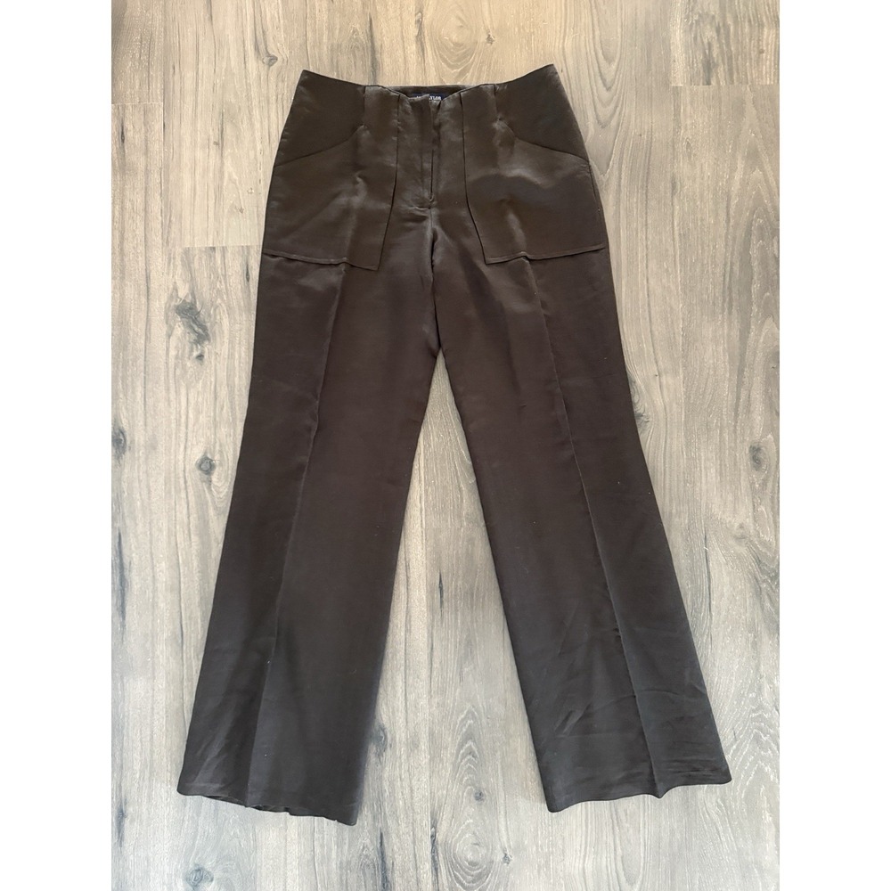 Ann Taylor Factory Women's 6 Brown Linen Blend Straight Leg Pants